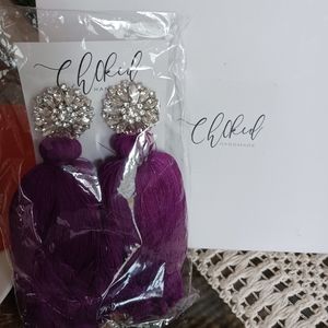 Beautiful Tassel Choke earrings Purple!